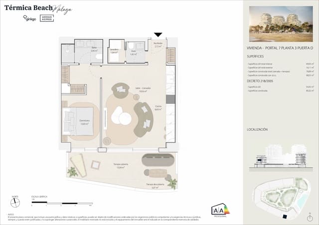 1 sovrum Lägenhet till salu i Ind La Termica, Málaga stad med pool - 710 000 € (Ref: 8911979)