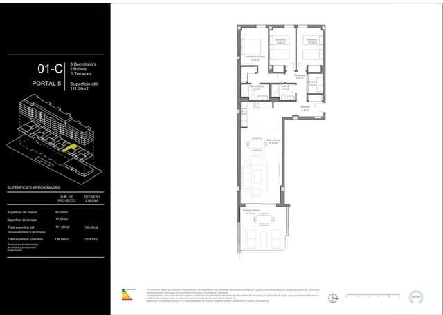 3 makuuhuone Huoneisto myytävänä paikassa Torremolinos mukana uima-altaan - 508 000 € (Ref: 9376388)