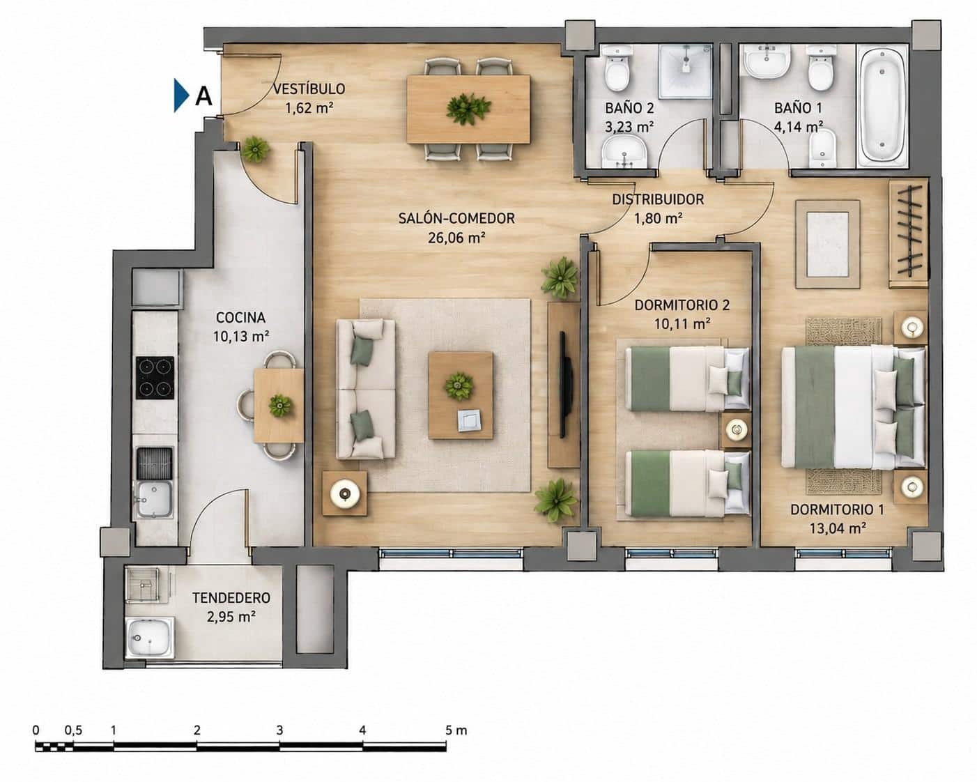 2 soveværelse Lejlighed til salg i Malaga by med garage - € 334.000 (Ref: 10086338)