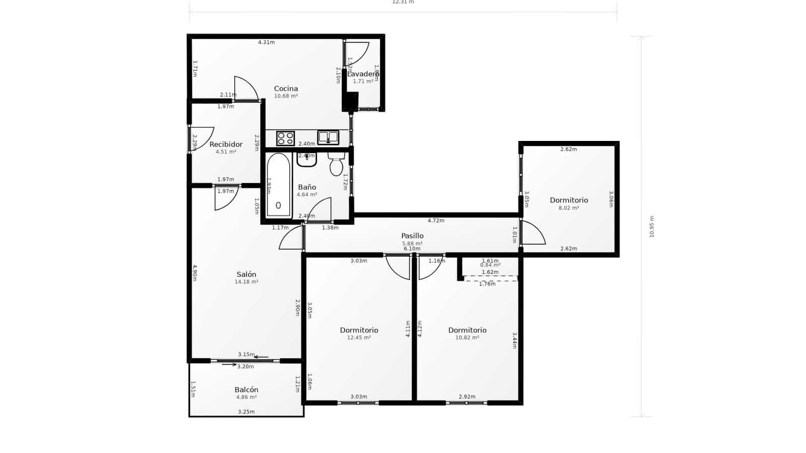 3 quarto Apartamento para venda em Malaga cidade - 405 000 € (Ref: 10098557)