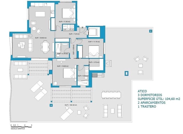 3 makuuhuone Kattohuoneisto myytävänä paikassa Las Lagunas de Mijas, Mijas mukana uima-altaan 
autotalli - 797 000 € (Ref: 8109623)