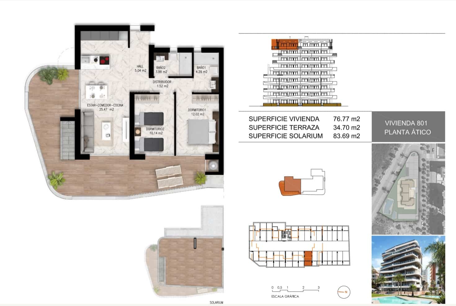 2 makuuhuone Kattohuoneisto myytävänä paikassa Guardamar del Segura mukana uima-altaan - 449 000 € (Ref: 8174450)