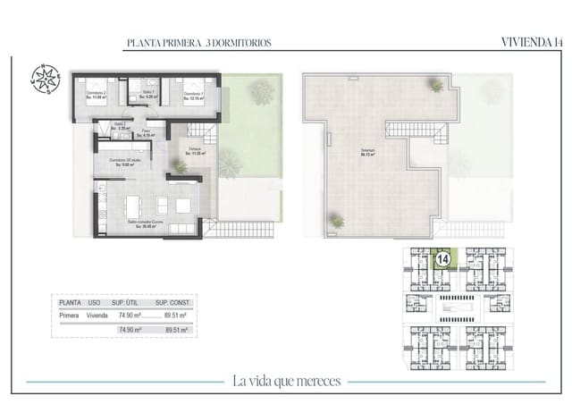 3 sovrum Lägenhet till salu i Condado de Alhama, Alhama de Murcia med pool - 287 000 € (Ref: 9151326)