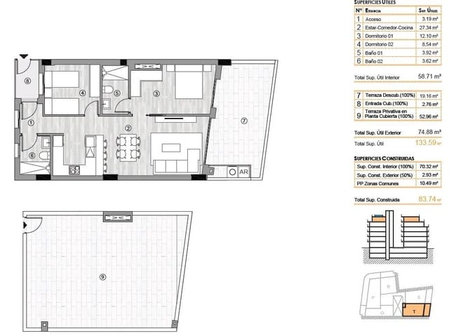 Apartamento de 2 habitaciones en Torrevieja en venta con piscina - 349.000 € (Ref: 9765660)