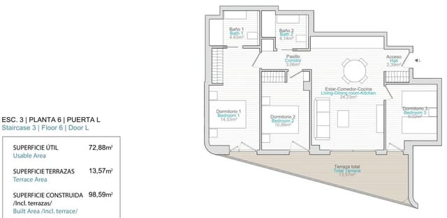 3 sypialnia Apartament na sprzedaż w La Villajoyosa / Vila Joiosa z basenem - 515 000 € (Ref: 9766367)