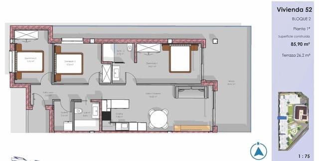 Apartamento de 3 habitaciones en Guardamar del Segura en venta con piscina - 315.000 € (Ref: 9802644)