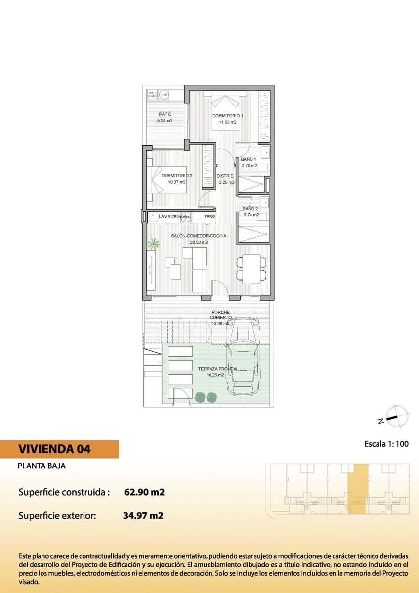 2 bedroom Terraced Villa for sale in San Pedro del Pinatar - € 279,000 (Ref: 9802657)