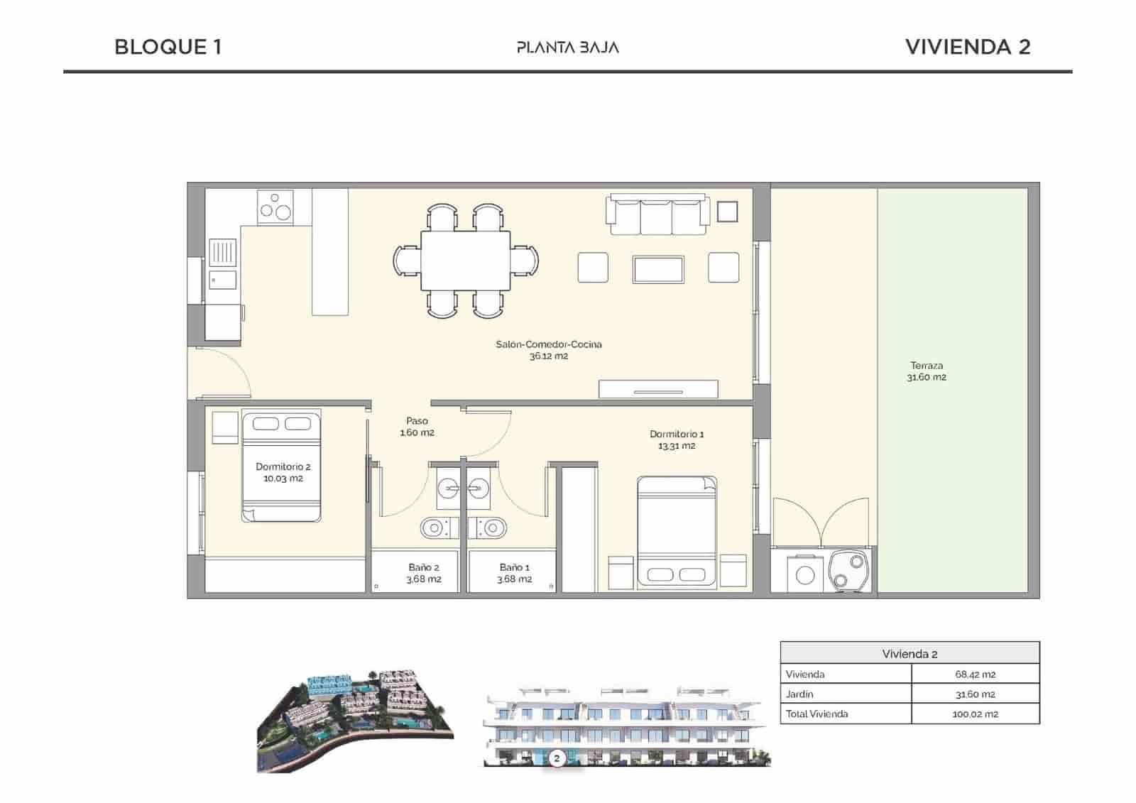 2 chambre Appartement à vendre à Finestrat avec piscine - 352 900 € (Ref: 9862567)