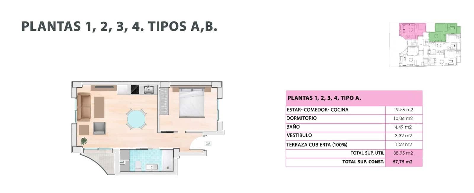 1 soveværelse Lejlighed til salg i Guardamar del Segura med swimmingpool garage - € 240.000 (Ref: 9936908)