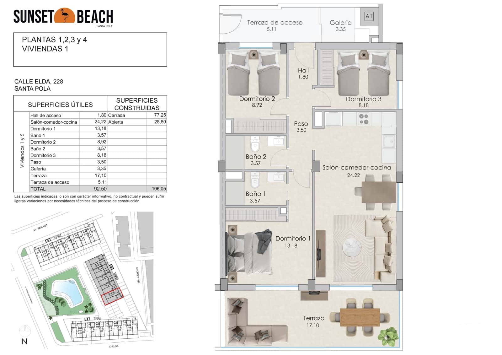 3 chambre Appartement de Plage à vendre à Santa Pola avec piscine garage - 375 000 € (Ref: 9731232)