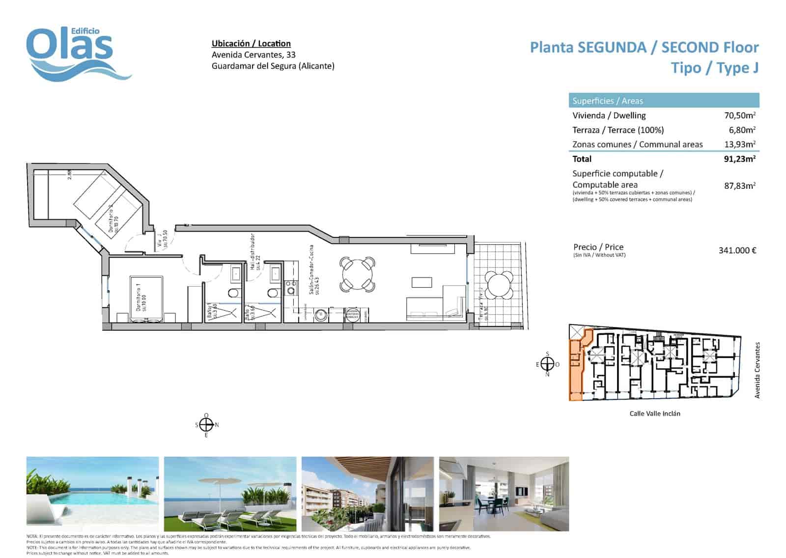 2 soveværelse Strandlejlighed til salg i Guardamar del Segura med swimmingpool garage - € 341.000 (Ref: 9891012)