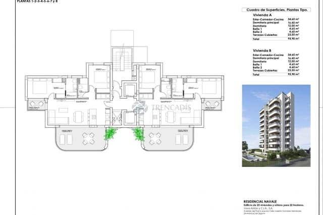 2 soverom Penthouse til salgs i Guardamar del Segura med svømmebasseng garasje - € 539 000 (Ref: 9380115)