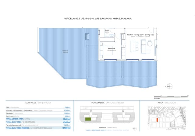 1 soverom Penthouse til salgs i Mijas Costa, Mijas med svømmebasseng garasje - € 368 900 (Ref: 9065172)