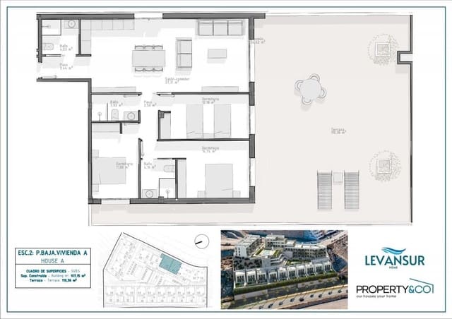 Piso de 3 habitaciones en El Hornillo, Aguilas en venta con piscina garaje - 298.000 € (Ref: 8233430)