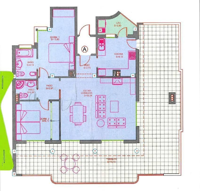 2 soverom Penthouse til salgs i Aguilas med svømmebasseng garasje - € 330 000 (Ref: 9732367)