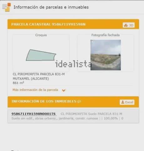 Tomt till salu i Muchamiel / Mutxamel - 217 000 € (Ref: 10141385)