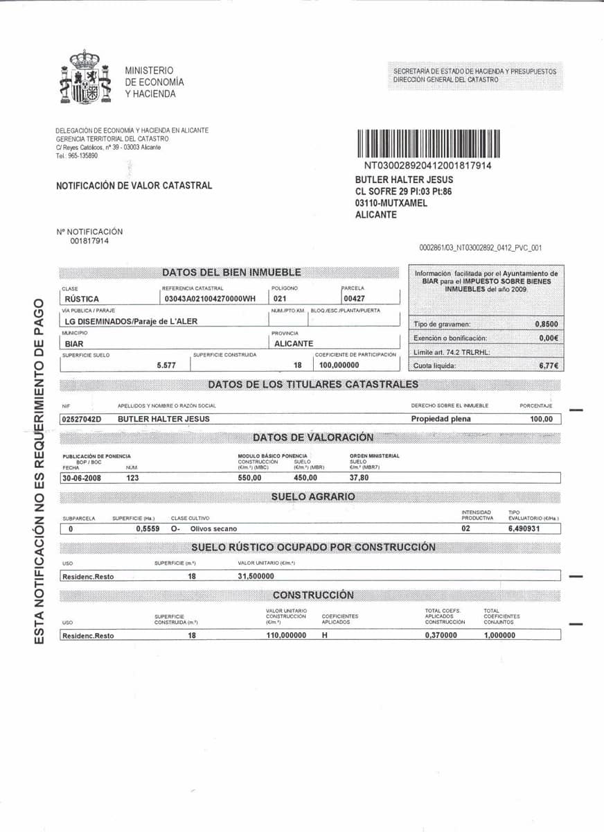 Finca/Country House for sale in Biar - € 23,000 (Ref: 6129223)