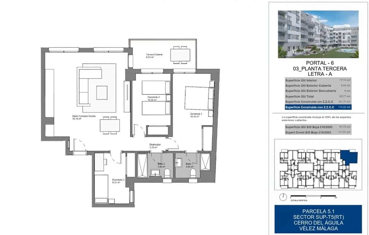 3 chambre Appartement à vendre à Torre del Mar avec piscine garage - 314 950 € (Ref: 8410656)