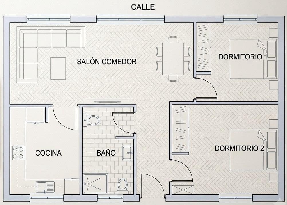 2 Zimmer Wohnung zu verkaufen in Cadiz Stadt - 210.000 € (Ref: 9999682)