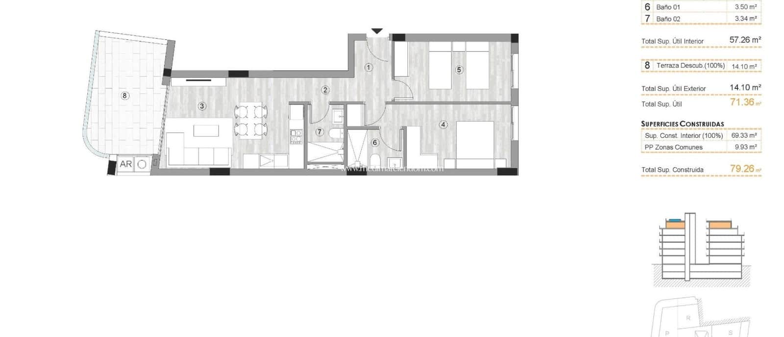 2 Zimmer Penthouse zu verkaufen in Torrevieja mit Pool - 290.000 € (Ref: 9432352)