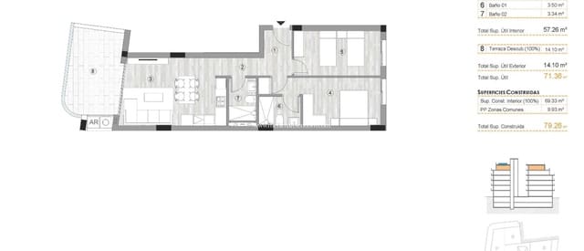 2 bedroom Penthouse for sale in Centro, Torrevieja with pool - € 290,000 (Ref: 9432352)