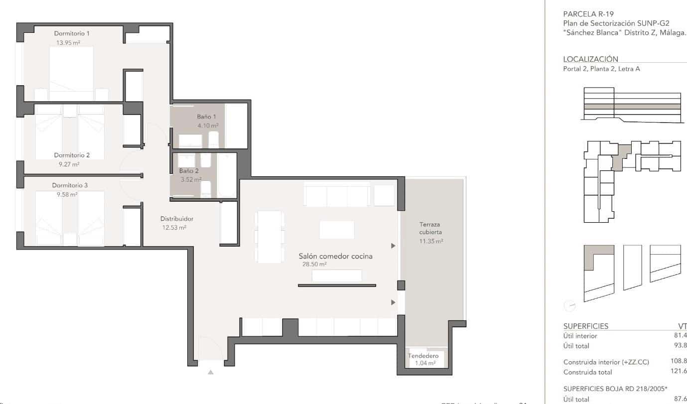 3 slaapkamer Appartement te koop in Malaga stad met zwembad garage - € 391.000 (Ref: 10013360)