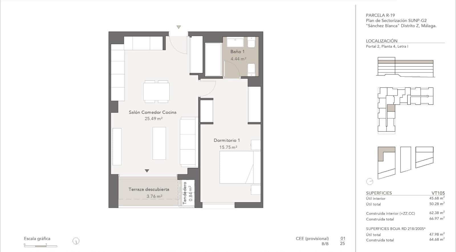 1 slaapkamer Appartement te koop in Malaga stad met zwembad garage - € 268.000 (Ref: 10013361)