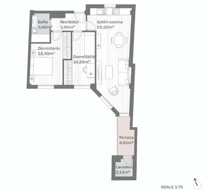 2 Zimmer Wohnung zu verkaufen in Malaga Stadt - 310.000 € (Ref: 9390831)