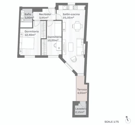 2 Zimmer Wohnung zu verkaufen in Málaga Stadt - 310.000 € (Ref: 9390831)