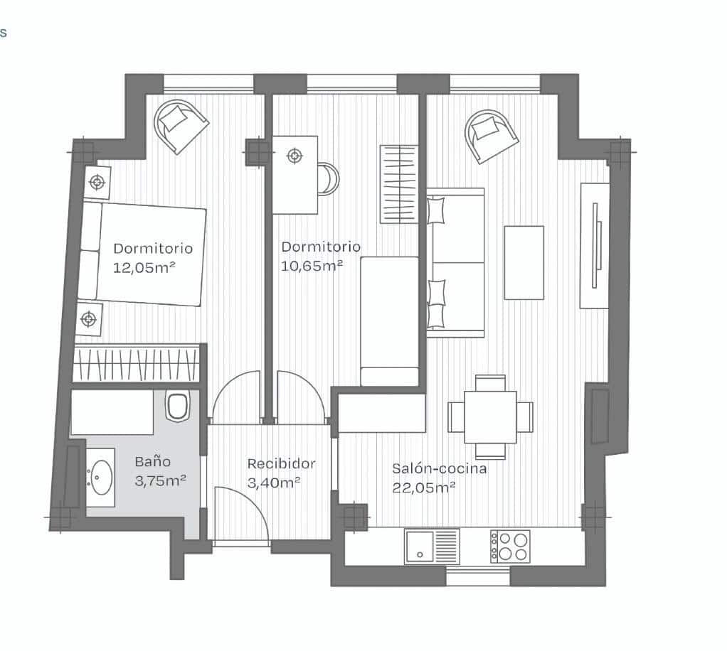 2 chambre Penthouse à vendre à Malaga ville - 325 000 € (Ref: 9390832)