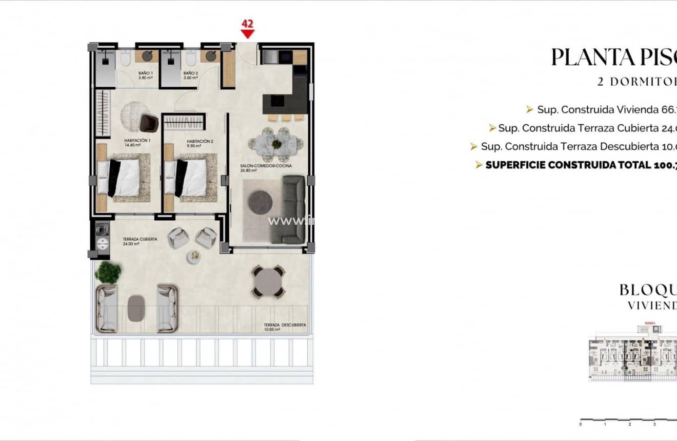 2 slaapkamer Appartement te koop in Finestrat met zwembad - € 375.000 (Ref: 9939062)