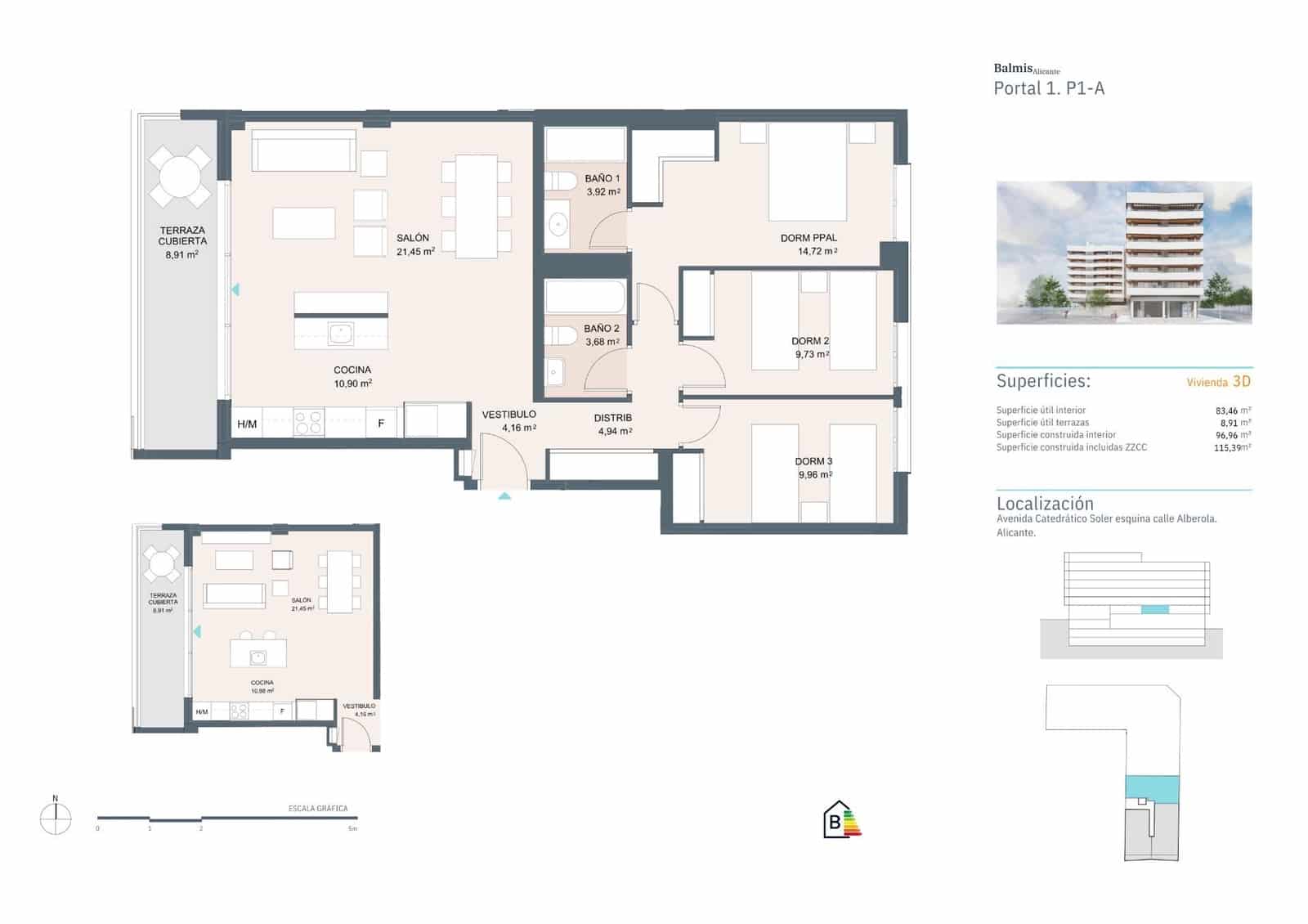 3 Zimmer Apartment zu verkaufen in Alicante / Alacant Stadt mit Pool Garage - 460.000 € (Ref: 10168483)