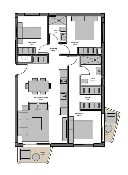 3 slaapkamer Appartement te koop in Playa de Muchavista met zwembad garage - € 445.000 (Ref: 9586522)