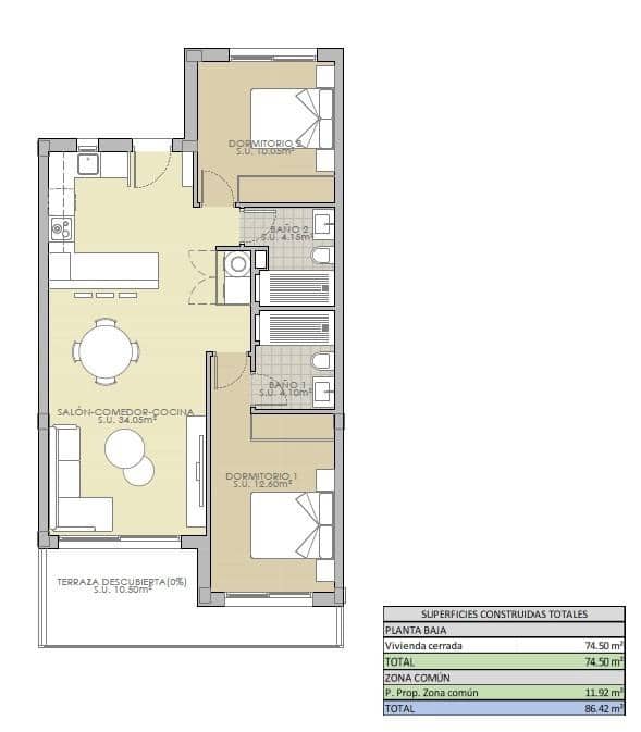2 bedroom Penthouse for sale in Ciudad Quesada with garage - € 289,900 (Ref: 9962721)