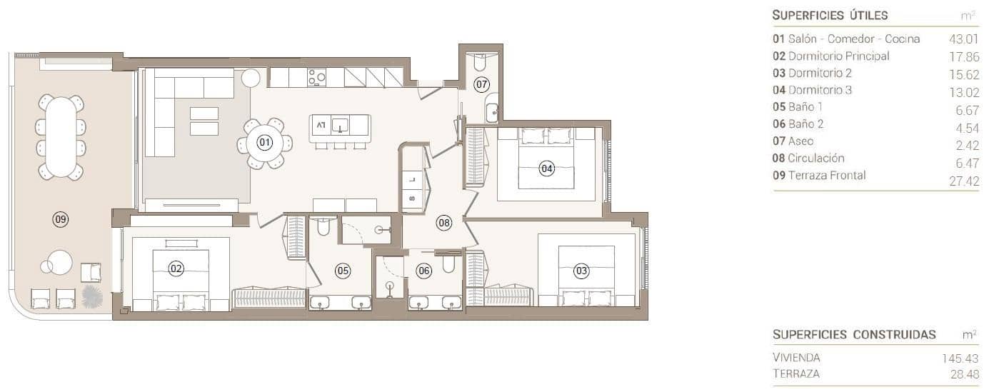 3 slaapkamer Appartement te koop in Las Colinas Golf met zwembad - € 615.000 (Ref: 9984999)