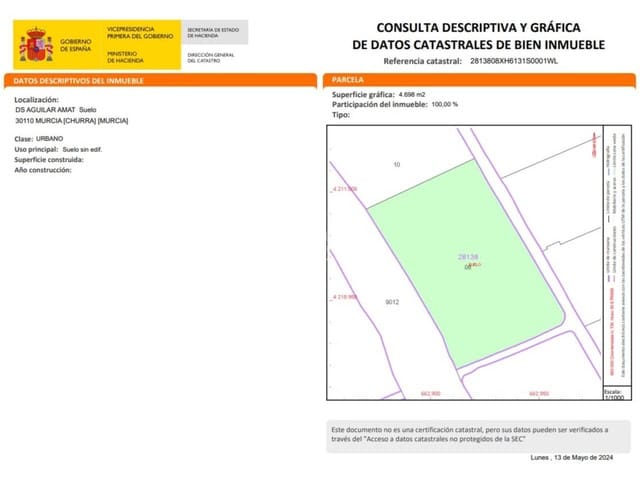 Grond te koop in Churra, Murcia stad - € 100.000 (Ref: 8847021)