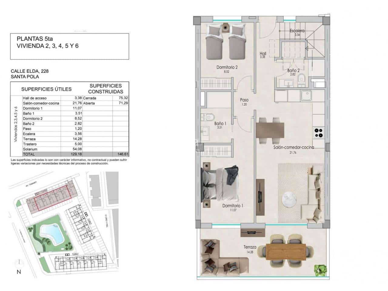 2 camera da letto Attico in vendita in Santa Pola con piscina garage - 420.000 € (Rif: 9880419)