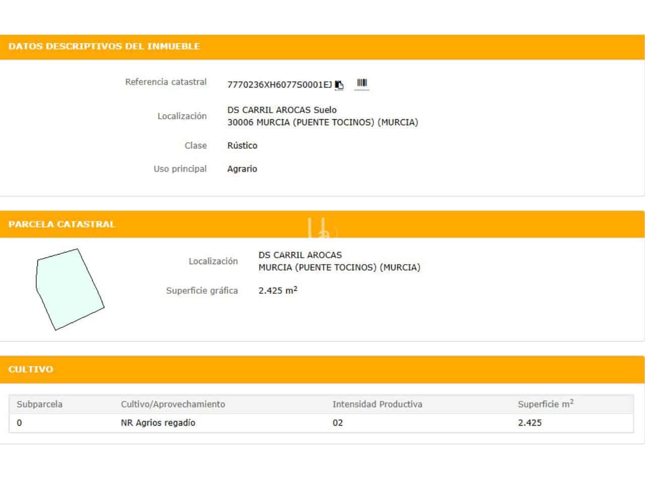 Landgrundstück zu verkaufen in Puente Tocinos - 73.000 € (Ref: 9902706)