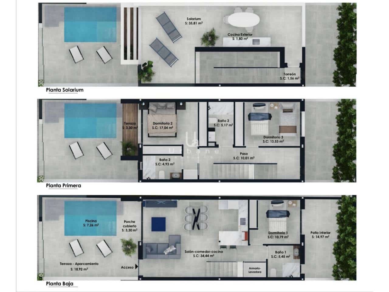 3 soveværelse Byhus til salg i Pilar de la Horadada med swimmingpool garage - € 385.000 (Ref: 9974520)