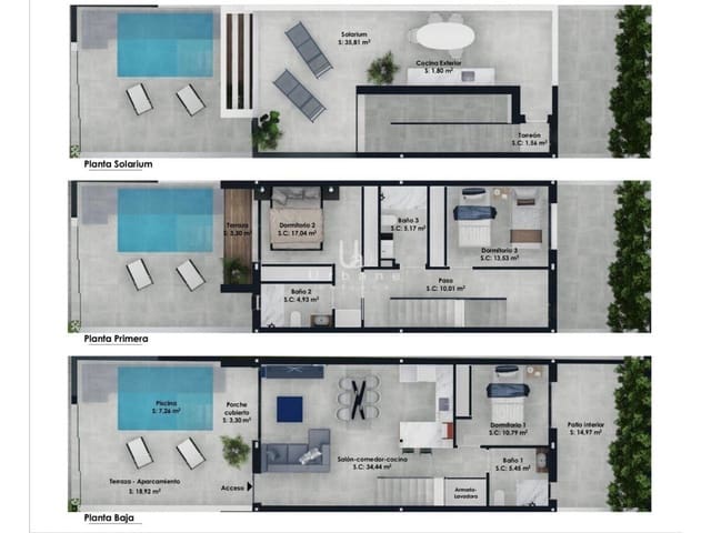 3 soveværelse Byhus til salg i Pilar de la Horadada med swimmingpool garage - € 385.000 (Ref: 9974520)