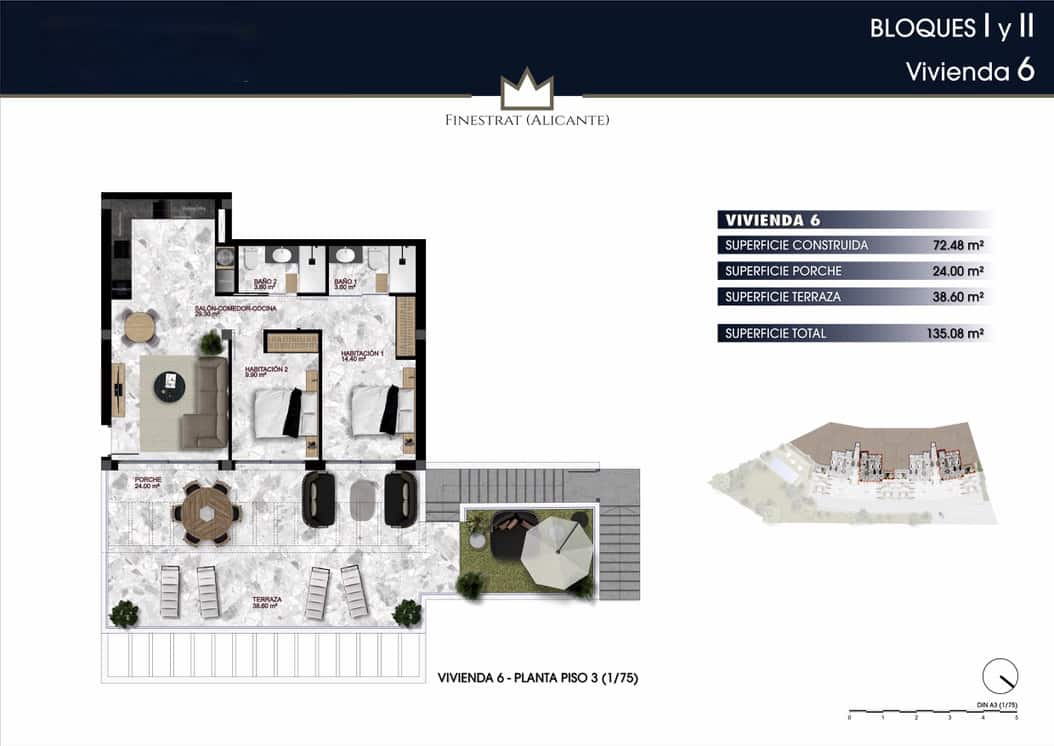 2 bedroom Apartment for sale in Finestrat with garage - € 365,000 (Ref: 8194338)