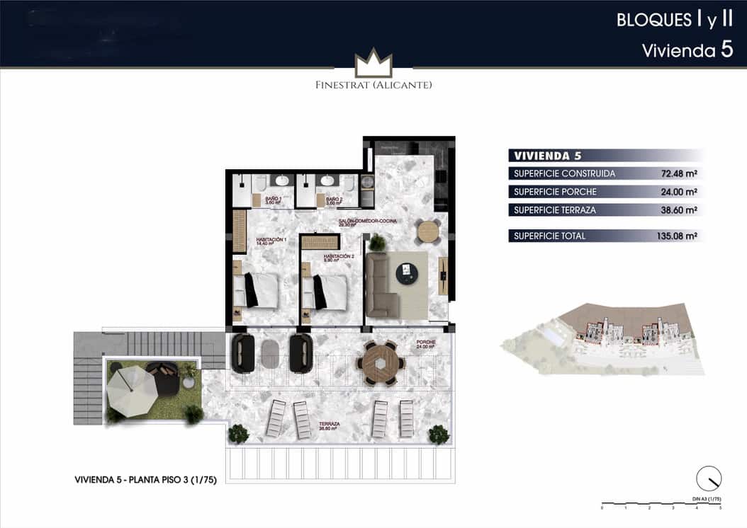 2 bedroom Apartment for sale in Finestrat with garage - € 365,000 (Ref: 8194338)