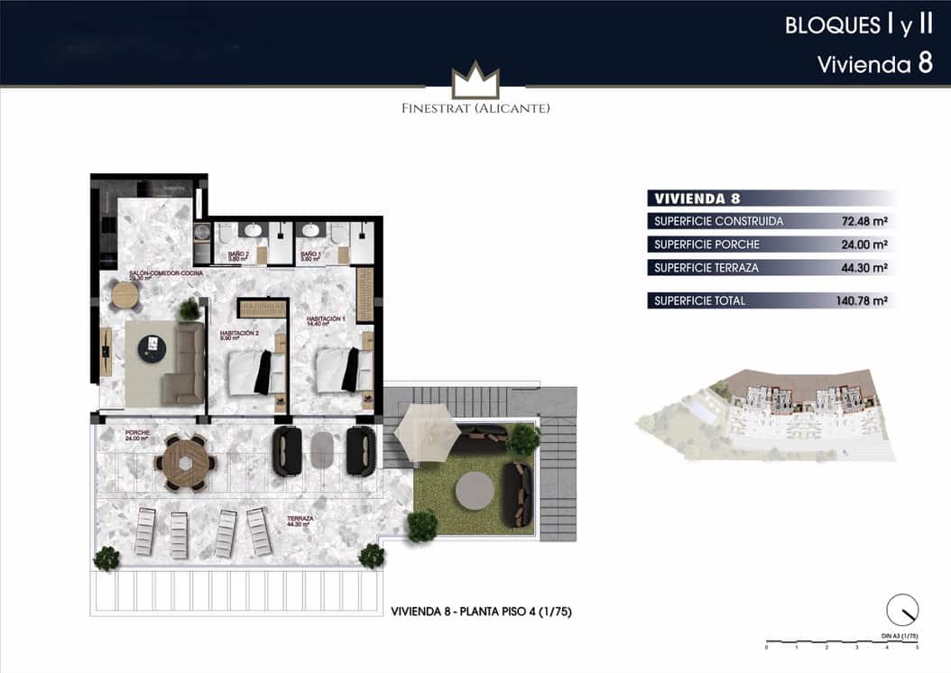 2 bedroom Apartment for sale in Finestrat with garage - € 365,000 (Ref: 8194338)