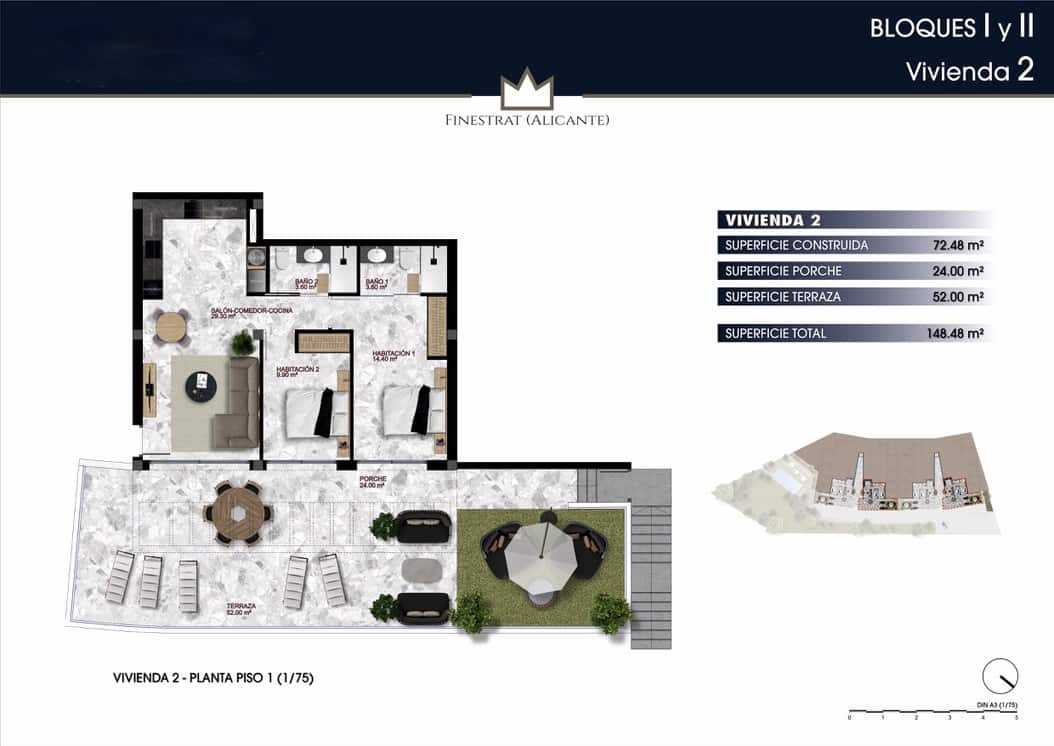 2 chambre Appartement à vendre à Finestrat - 355 000 € (Ref: 8194339)