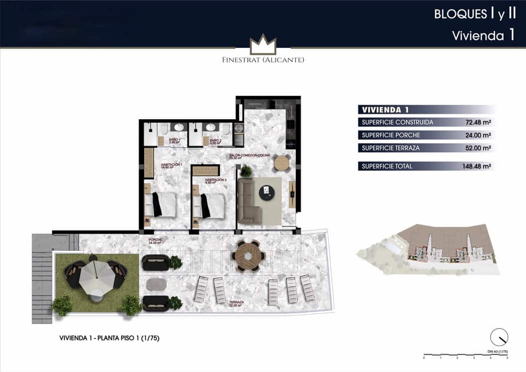 2 chambre Appartement à vendre à Finestrat - 355 000 € (Ref: 8194339)