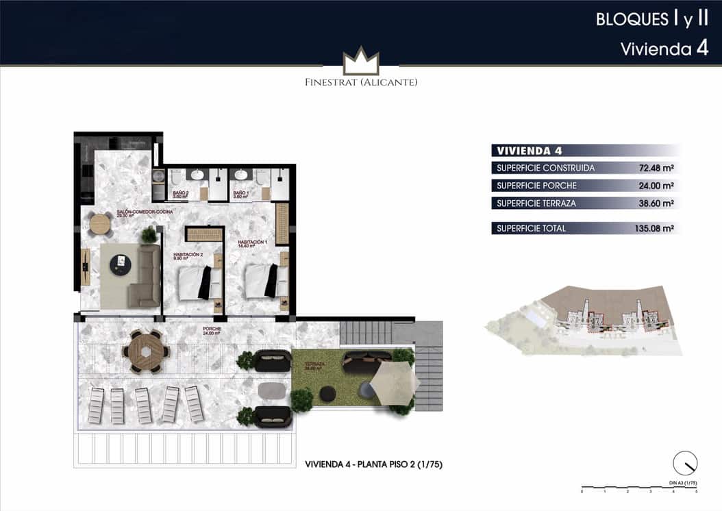 2 chambre Appartement à vendre à Finestrat - 355 000 € (Ref: 8194339)