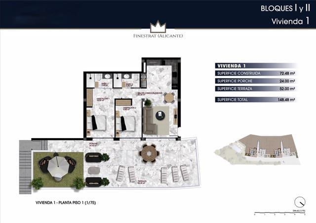 2 chambre Appartement à vendre à Finestrat - 355 000 € (Ref: 8194339)