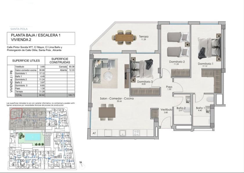 3 slaapkamer Appartement te koop in Santa Pola met zwembad garage - € 240.000 (Ref: 8446631)