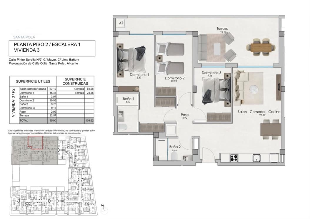 3 slaapkamer Appartement te koop in Santa Pola met zwembad garage - € 240.000 (Ref: 8446631)