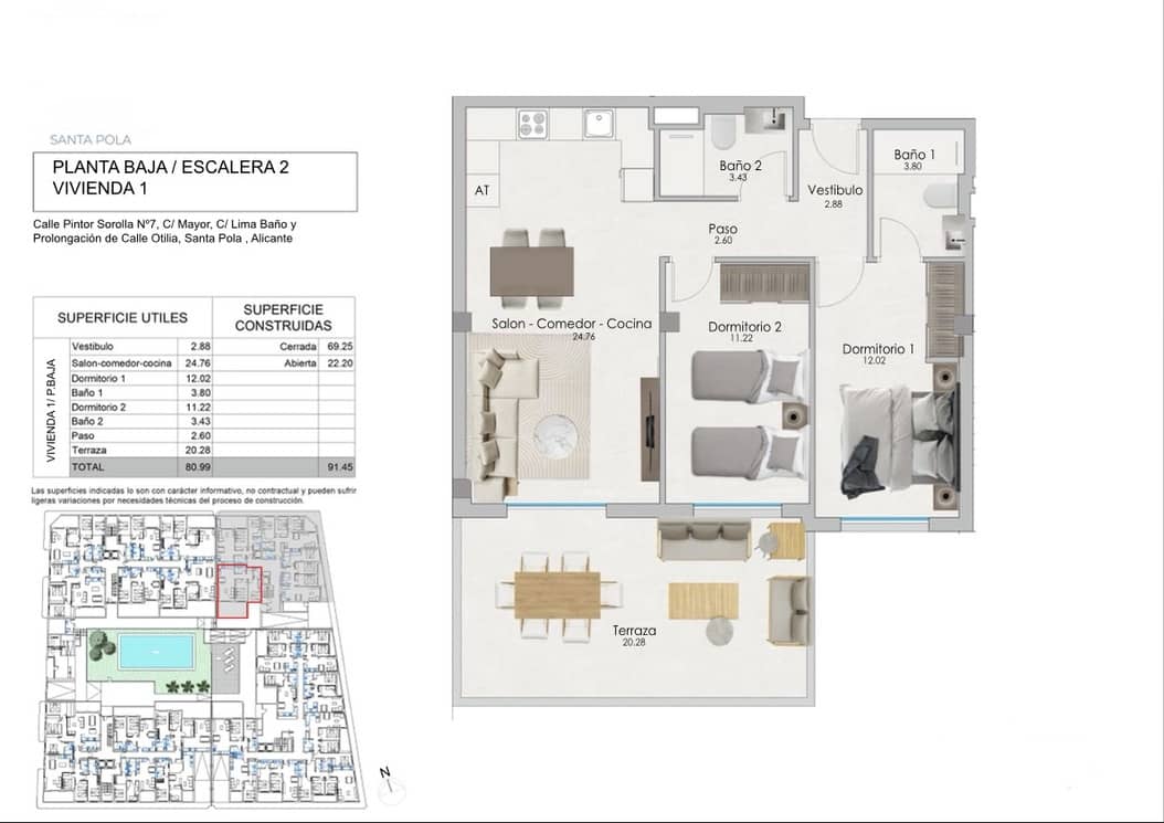 3 slaapkamer Appartement te koop in Santa Pola met zwembad garage - € 240.000 (Ref: 8446631)